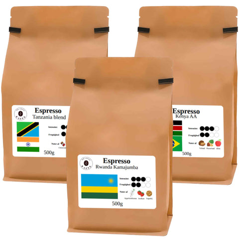 Afrikansk Espresso smagspakke hele bønner 1,5kg